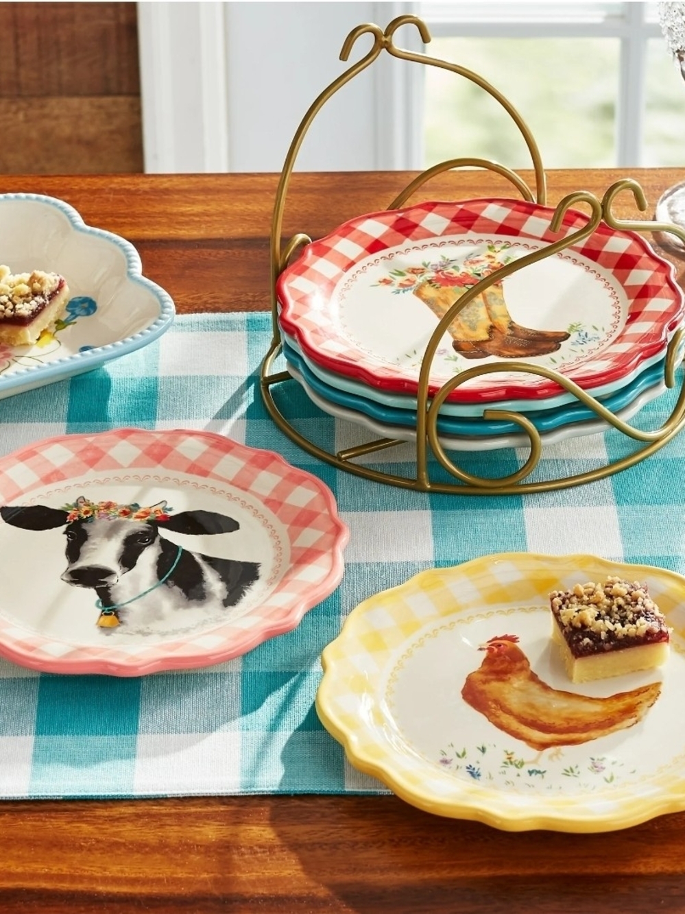 The Pioneer Woman Pink, Yellow & Red Farmhouse Animal Accent Plates - Set